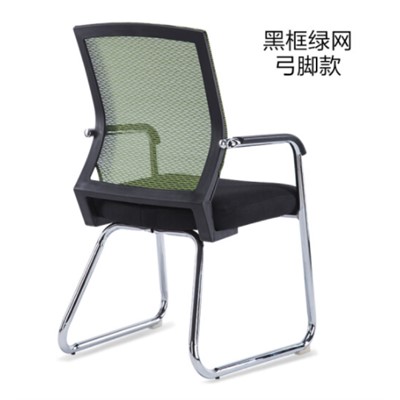 透氣網(wǎng)布辦公椅子、簡(jiǎn)約舒適弓形、靠背座椅會(huì)議椅 黑框綠網(wǎng)